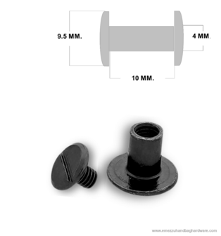 Book screw Black nickel 10 mm.