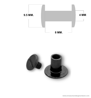 Book screw Black nickel 8 mm.