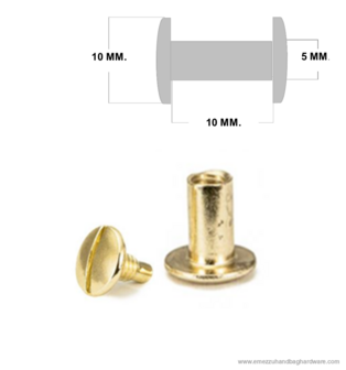 Book screw gold 10 mm.