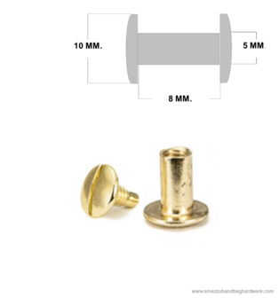 Book screw gold 8 mm.