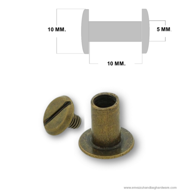 Chicago Steel screw post 10 mm. Antique brass