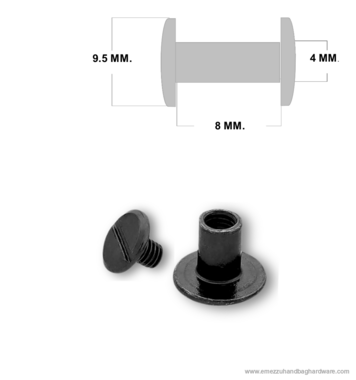 Chicago Steel screw post 8 mm. Black nickel