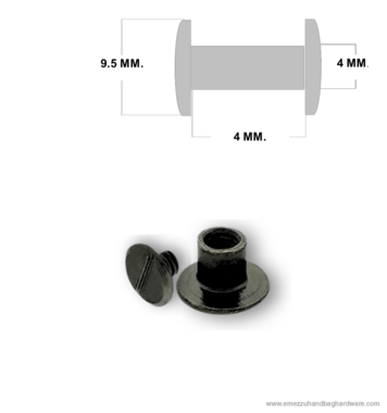 Chicago Steel screw post 4 mm. Black nickel