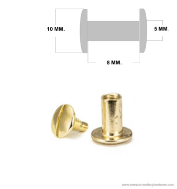 Chicago Steel screw post 8 mm. Gold